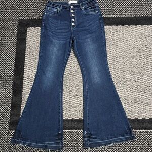 KanCan Zoey Flare Jeans Women’s 11 High Rise Button Fly Stretch Denim Casual